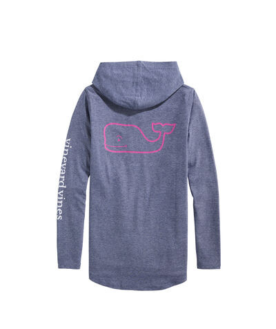 OUTLET Women's Tri Color Vintage Whale Curved Hem Edgartown Hoodie Tee | vineyard vines