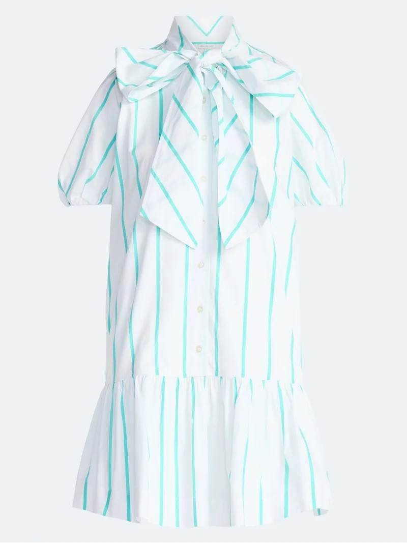 Free Assembly Women's Tie Neck Striped Cotton Mini Dress, Sizes XS-4X | Walmart (US)