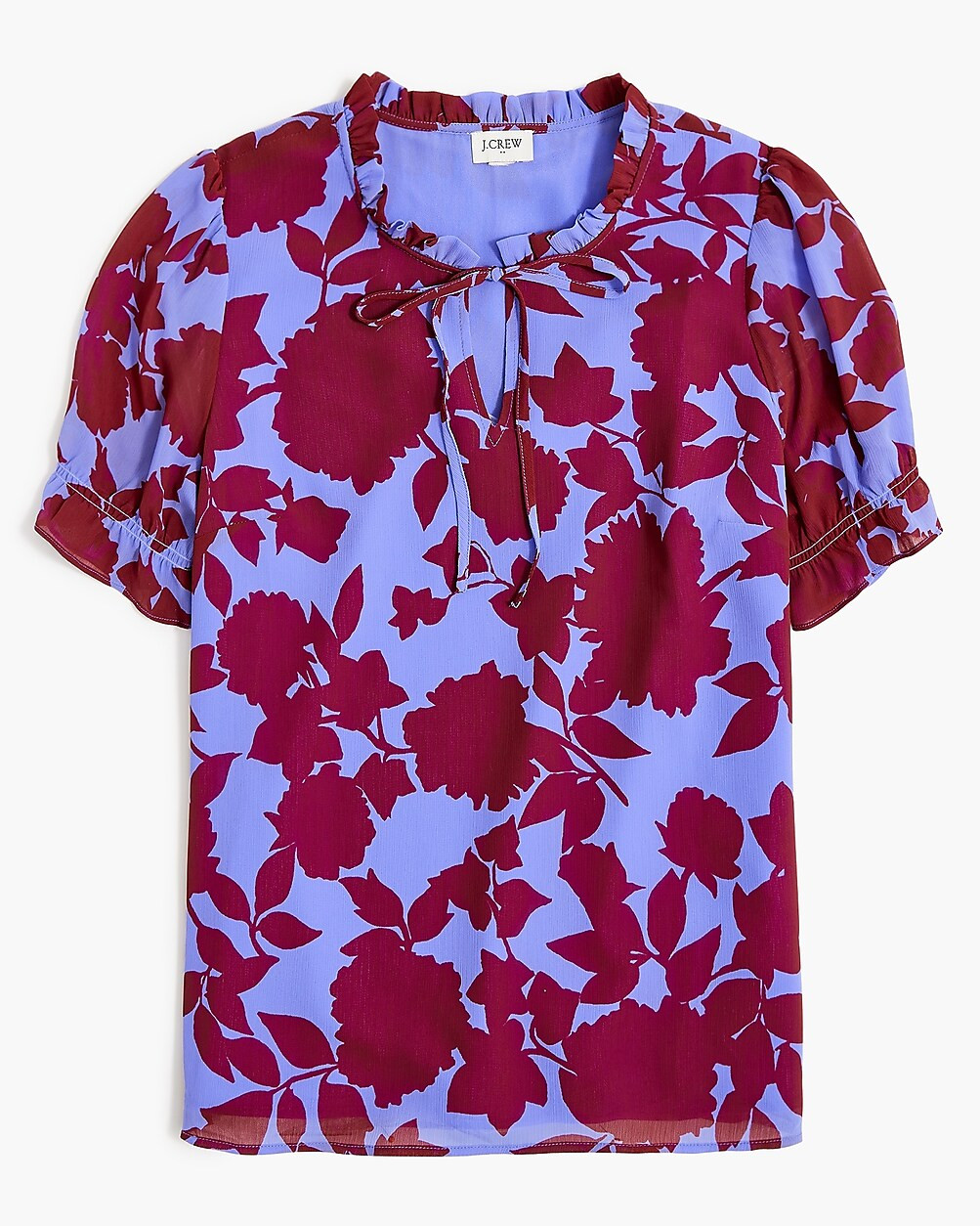 Short-sleeve ruffle tie-neck top | J.Crew Factory