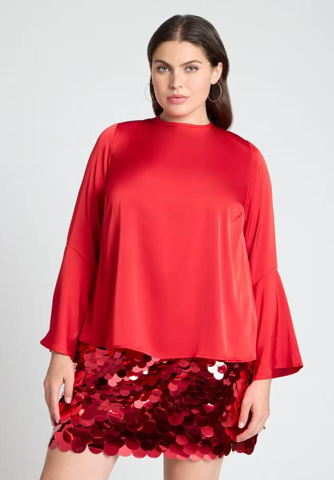 Open Back Flared Sleeve Top | Eloquii