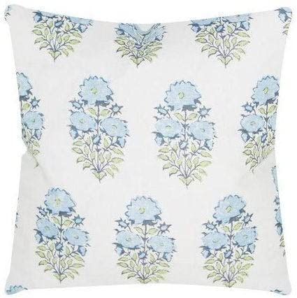 Lisa Fine Mughal Flower Pillow Cover in Monsoon Designer Flower Pillow Blue Throw Pillows Farmhou... | Amazon (CA)