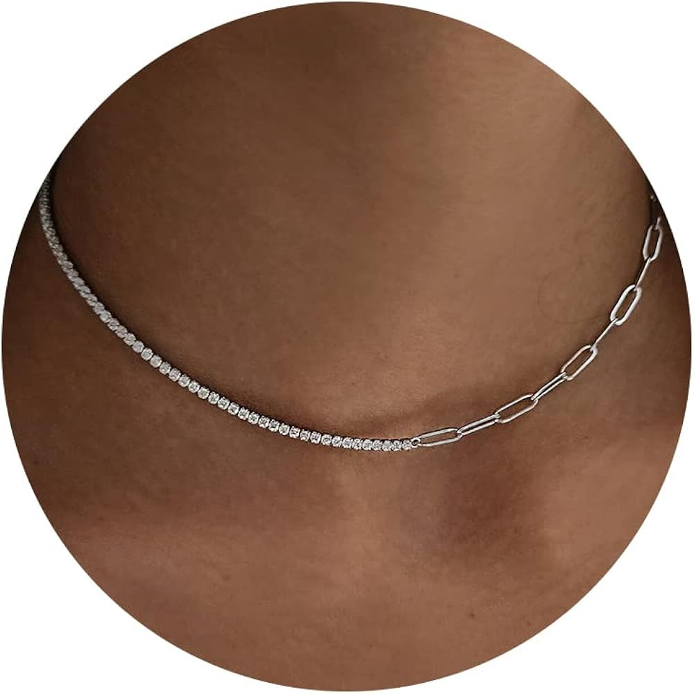 LecAit 14K Gold Plated 3MM Tennis Necklaces for Women,Sparking AAAA Cubic Zirconia Tennis Choker ... | Amazon (US)