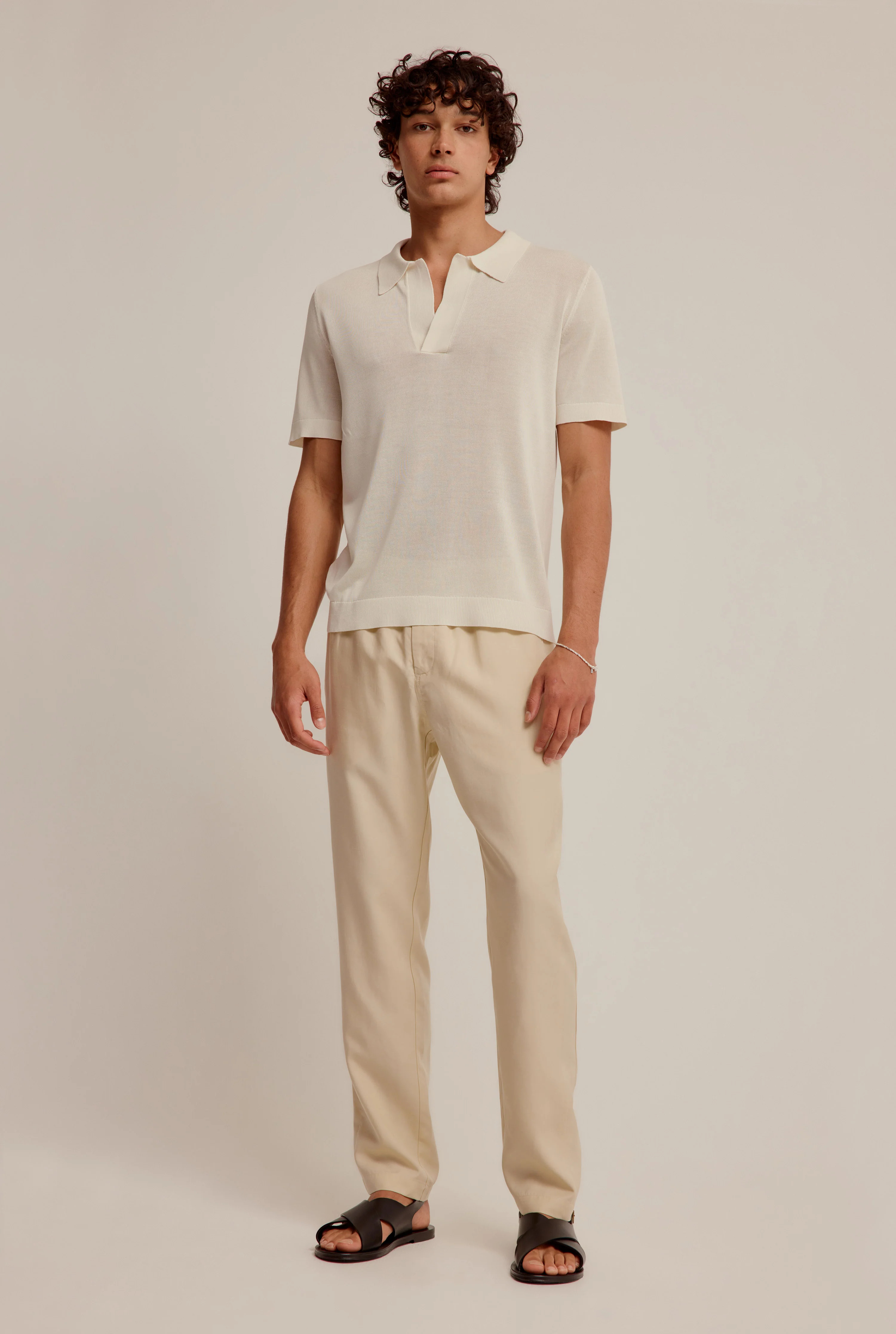 Knitted Silk Open Neck Polo | Venroy AU