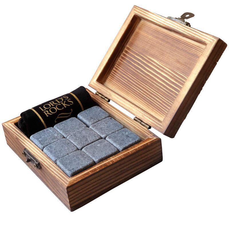 Lord's Rocks Whiskey Stones – 9 Unique Granite Ice Stones, Wood Box, and Velvet Pouch | Target