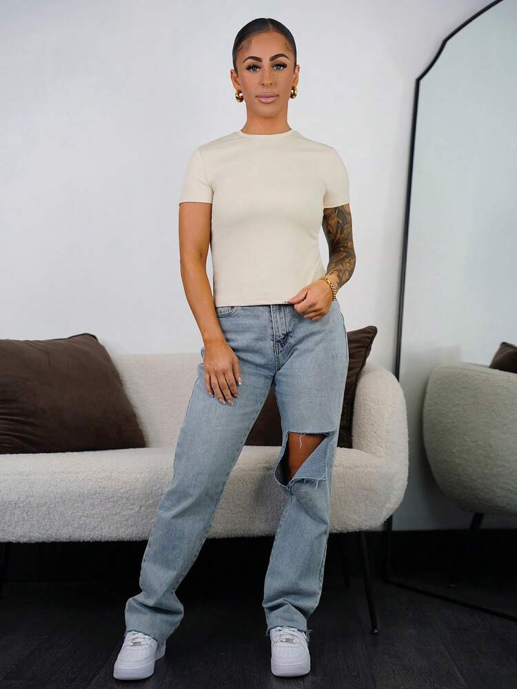 CA$11.78
SAYEHFBABY Capped Sleeve Ruched T-Shirt Casual Cute Everyday Airport Holiday Fall Back To School Autumn Winter Elegant
4.94
(1000+)
Size
XS
S
M
L
XL
Size Guide
Not your size? Tell us
 | SHEIN