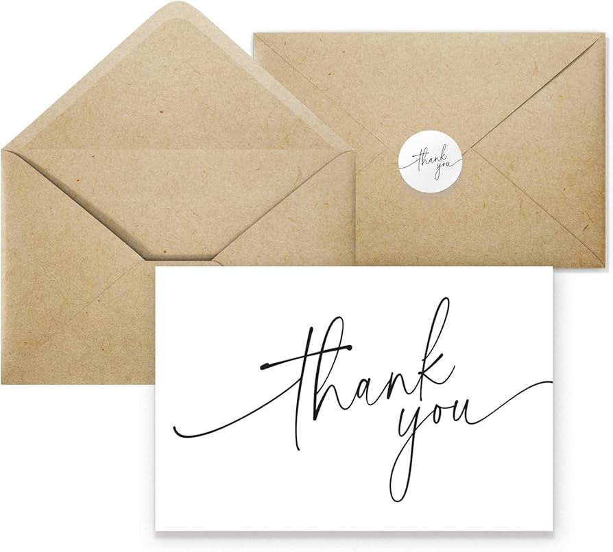 20 Pack Thank You Cards with Kraft Envelopes and Stickers, 4x6 Inch Professional and Minimalistic... | Amazon (US)