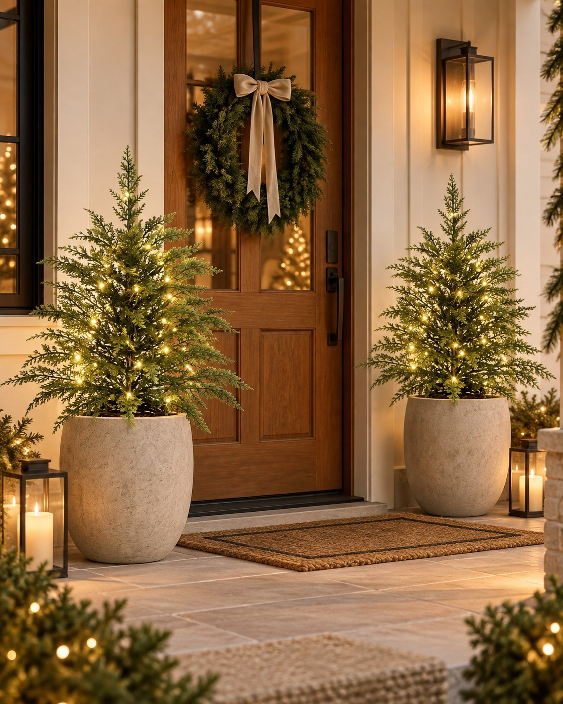 These pre-lit Walmart tree inserts are such a pretty way to add warm Christmas glow to the porch. They come in woven planters, but I love the elevated look tucked into oversized concrete pots. ✨🎄 #WalmartHome #ChristmasPorch #HolidayDecor #OrganicModern

#LTKSeasonal #LTKHome