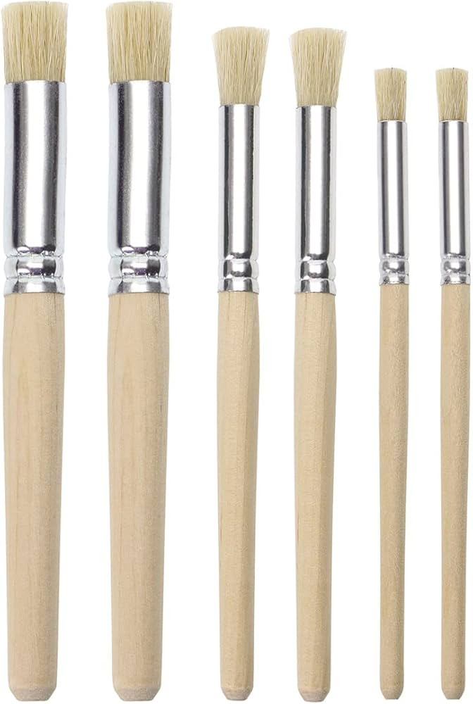 PENTA ANGEL Wooden Stencil Brush Natural Wood Bristle Template Art Paint Brushes for Acrylic Oil ... | Amazon (US)
