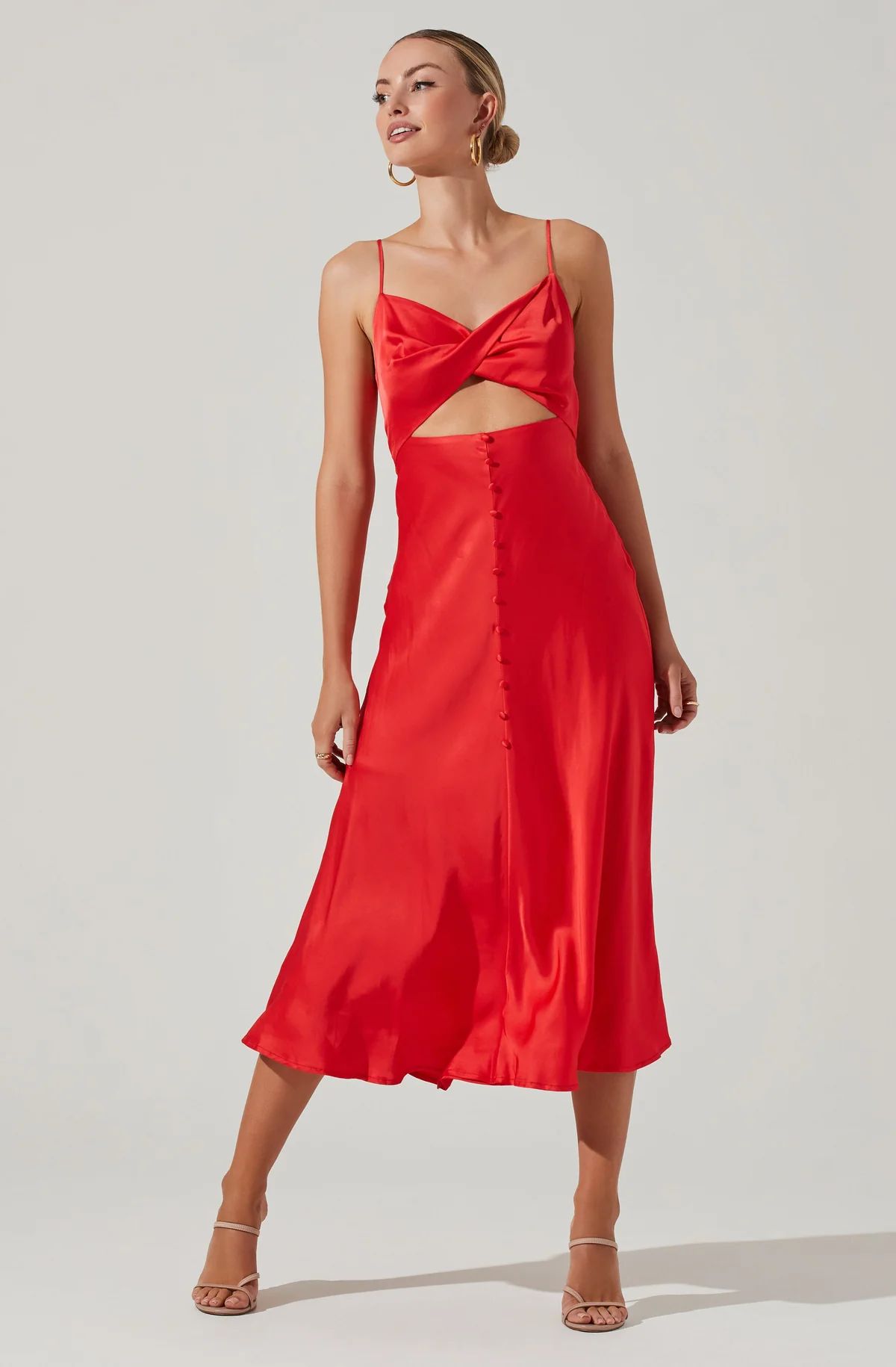 Farida Satin Cutout Midi Dress | ASTR The Label (US)