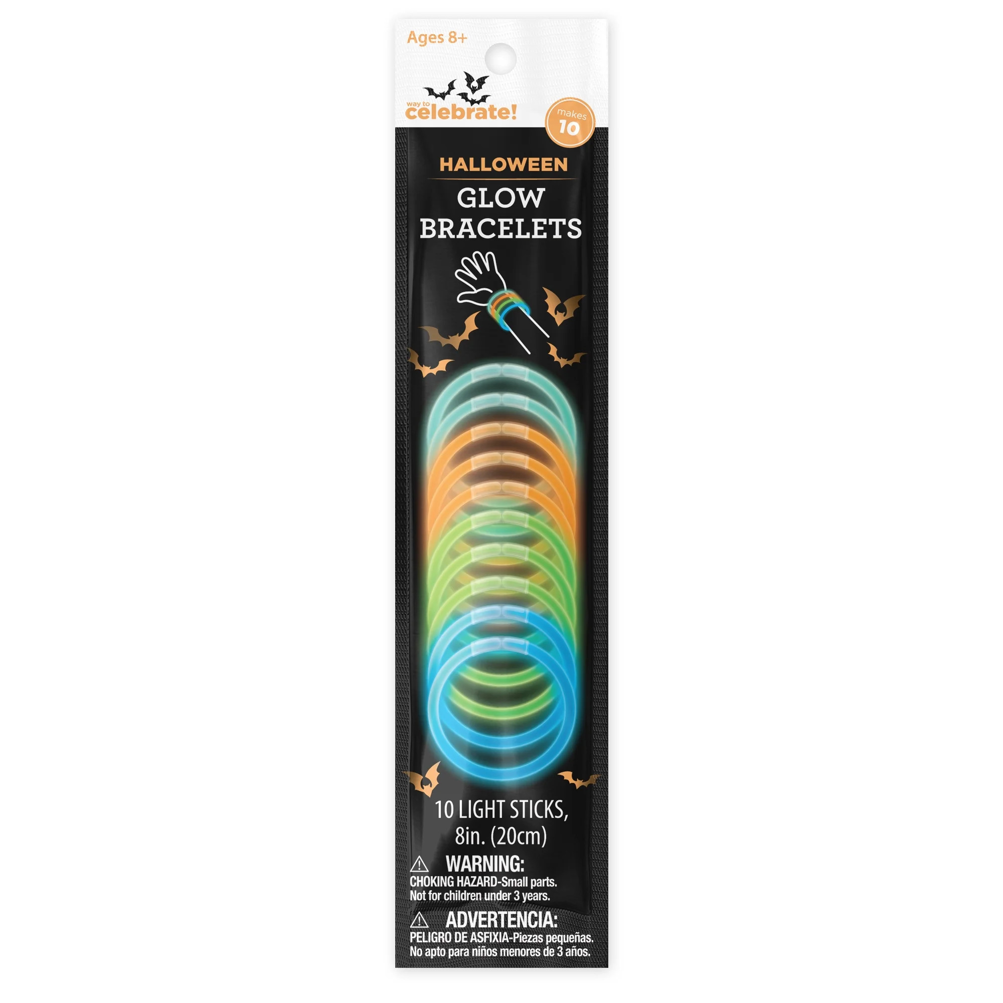 Halloween Multicolor Glow Bracelets Party Favors, 10 Count, by Way To Celebrate | Walmart (US)