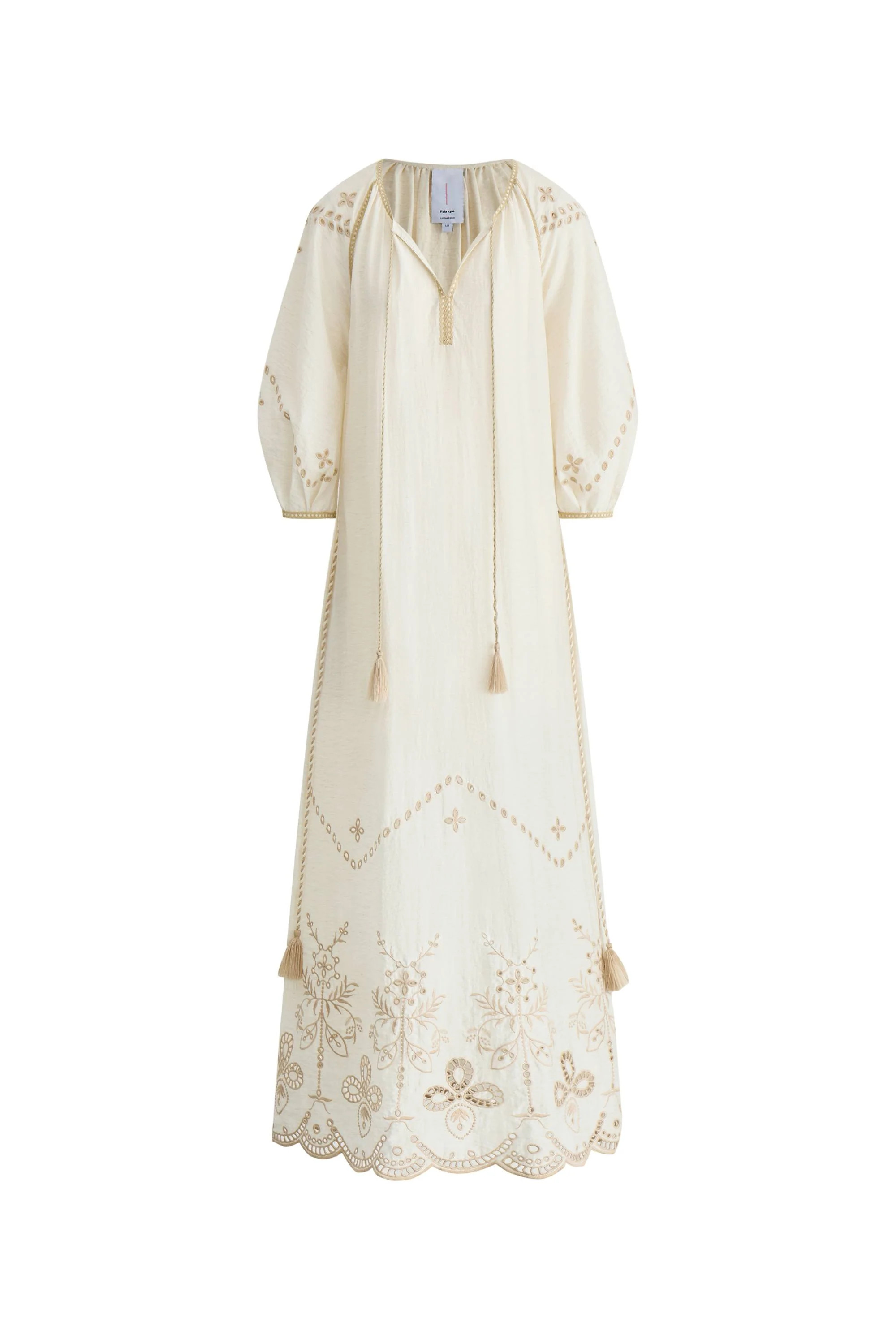 Antonia Artisan Embroidery Dress in Linen Blend | Fabrique