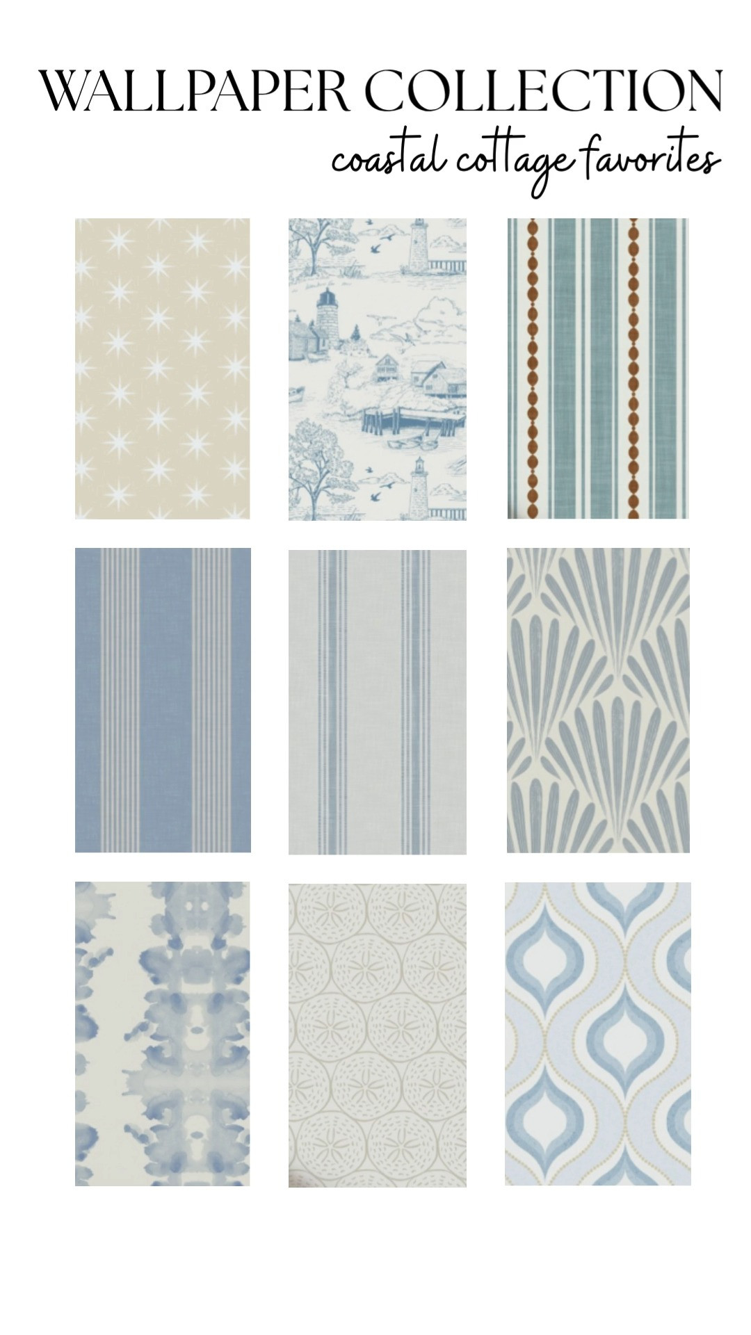 Coastal cottage wallpaper favorites with soft blue tones, timeless stripes, relaxed beach house patterns, vintage coastal prints, and airy collected textures. Loving the mix of blue and white wallpaper, subtle geometric motifs, cottage inspired florals, classic coastal stripes, and soft seaside color palettes that bring warmth, texture, and character into a home. These wallpaper finds are perfect for coastal bedrooms, beach house bathrooms, cottage kitchens, powder rooms, lake house interiors, and light airy living spaces. Perfect for anyone searching coastal wallpaper, cottage wallpaper ideas, blue and white home decor, beach house interiors, timeless wallpaper patterns, relaxed coastal style, seaside cottage inspiration, and collected coastal home design. 

 #LTKHome