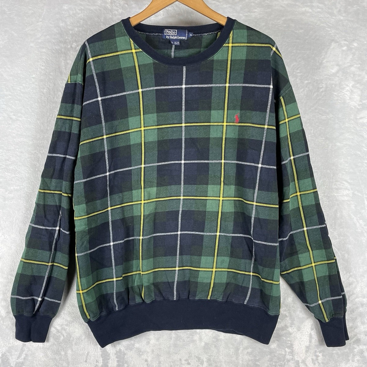 Vintage Polo Ralph Lauren Sweater Men’s XL Tartan Plaid 90s Pullover Crewneck | eBay US