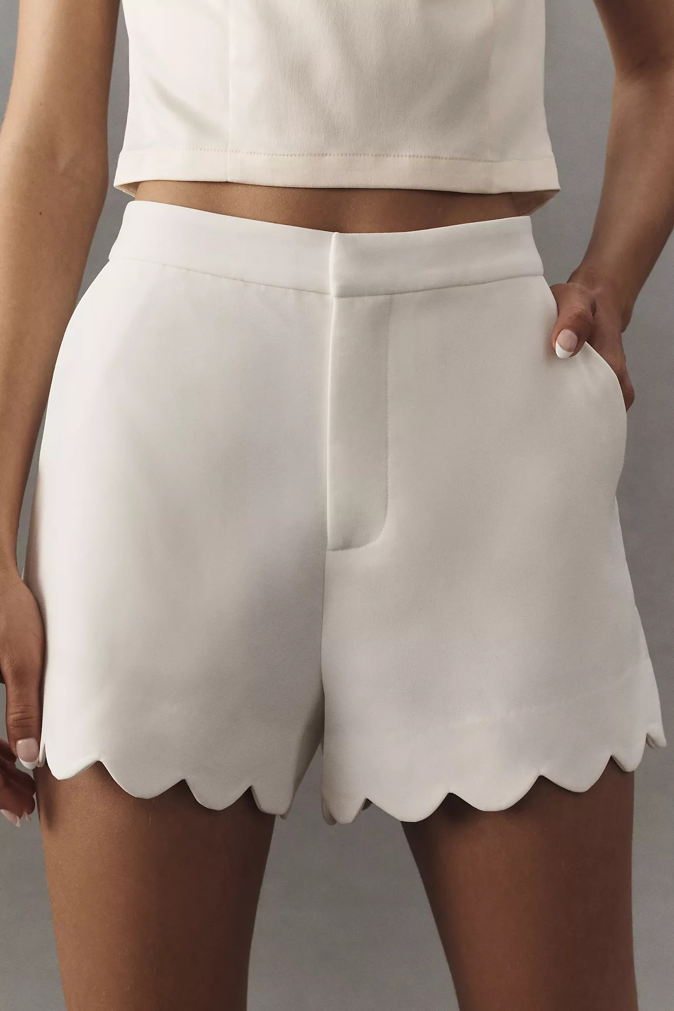 English Factory High-Rise Scallop-Hem Shorts | Anthropologie (US)