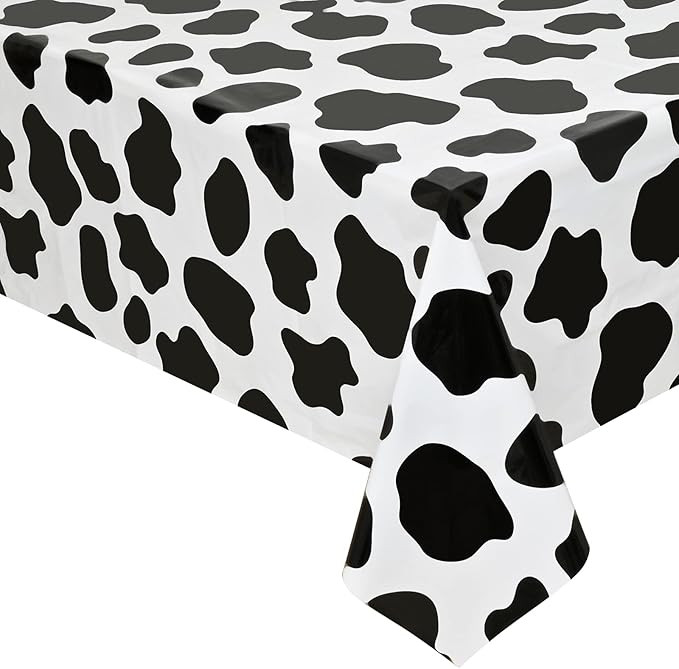 2 Pcs Cow Print Tablecloth Cow Plastic Table Cover 87 x 51 Inches Farm Animal Party Tablecovers ... | Amazon (US)