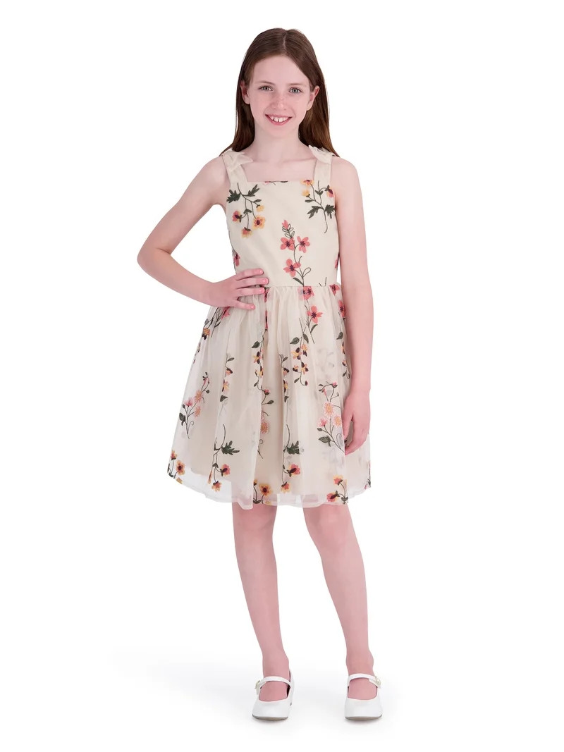 Kensie Girl Sleeveless Embroidered Mesh Dress, Sizes 4-16 | Walmart (US)