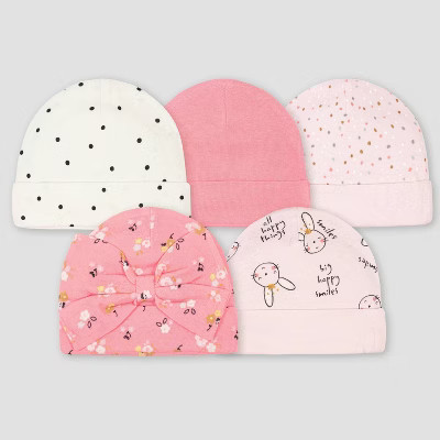 Gerber Baby Girls' 5pk Ballerina Caps - Pink | Target
