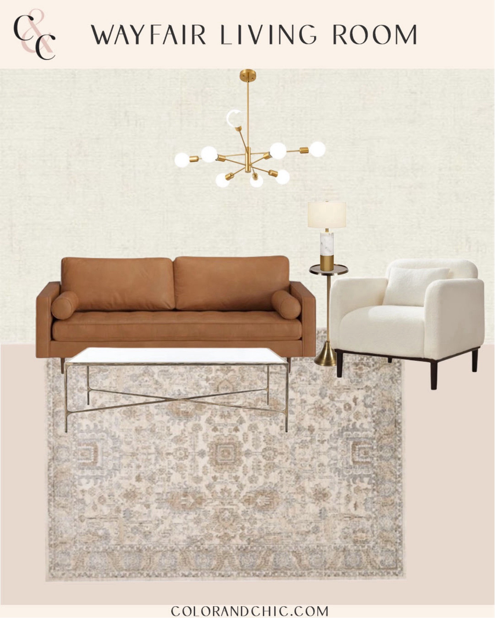 Wayfair living room inspiration with cream chair, area, rug, glass, coffee, table, and more

#LTKHome #LTKStyleTip