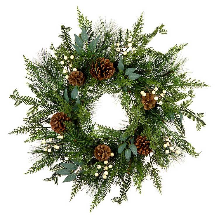 Pine and White Berry Christmas Wreath | Kirklands