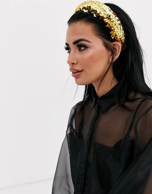 ASOS DESIGN padded headband with gold sequin embellishment | ASOS US