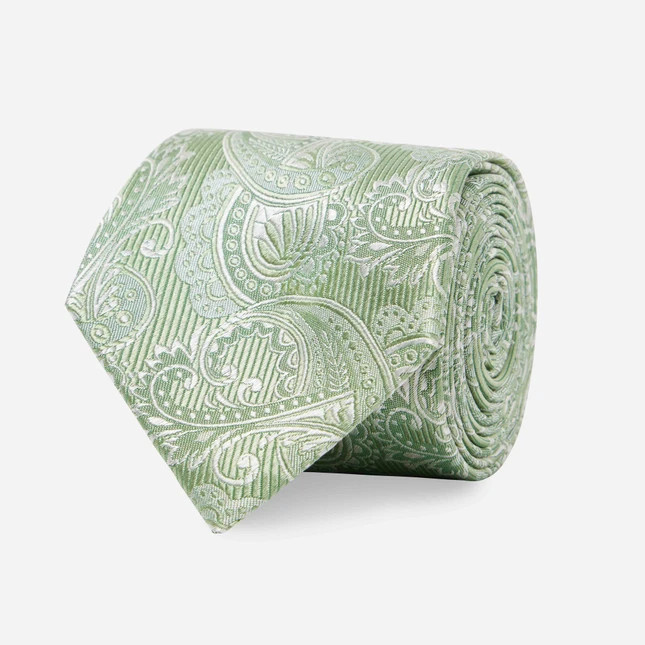 Twill Paisley Moss Green Tie | The Tie Bar