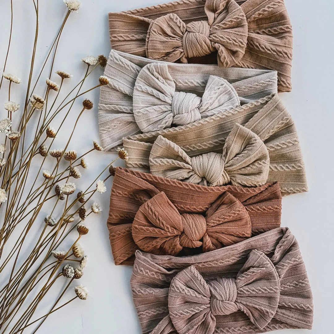 Baby Headbands, Earth Tone Bows, Girls Hair Bows, baby bows, baby girl headband, knot bow, knit h... | Etsy (US)
