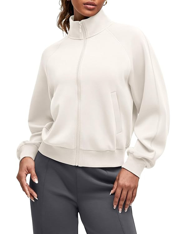 G4Free Smoofit Modal Soft Women's Zip Up Jackets Loose Fit Mock Neck Casual Tops with Pockets | Amazon (US)