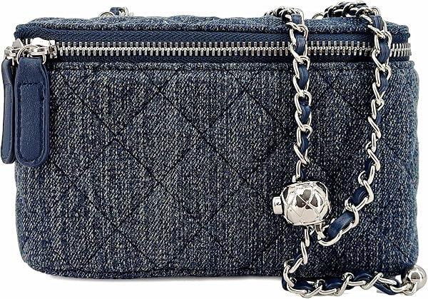 Mini Quilted Denim Crossbody Bag, Vintage Textured Vanity Purse | Amazon (US)