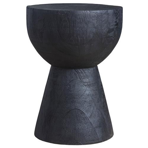 Brenna Modern Classic Charcoal Hardwood Round Side Table - Large | Kathy Kuo Home