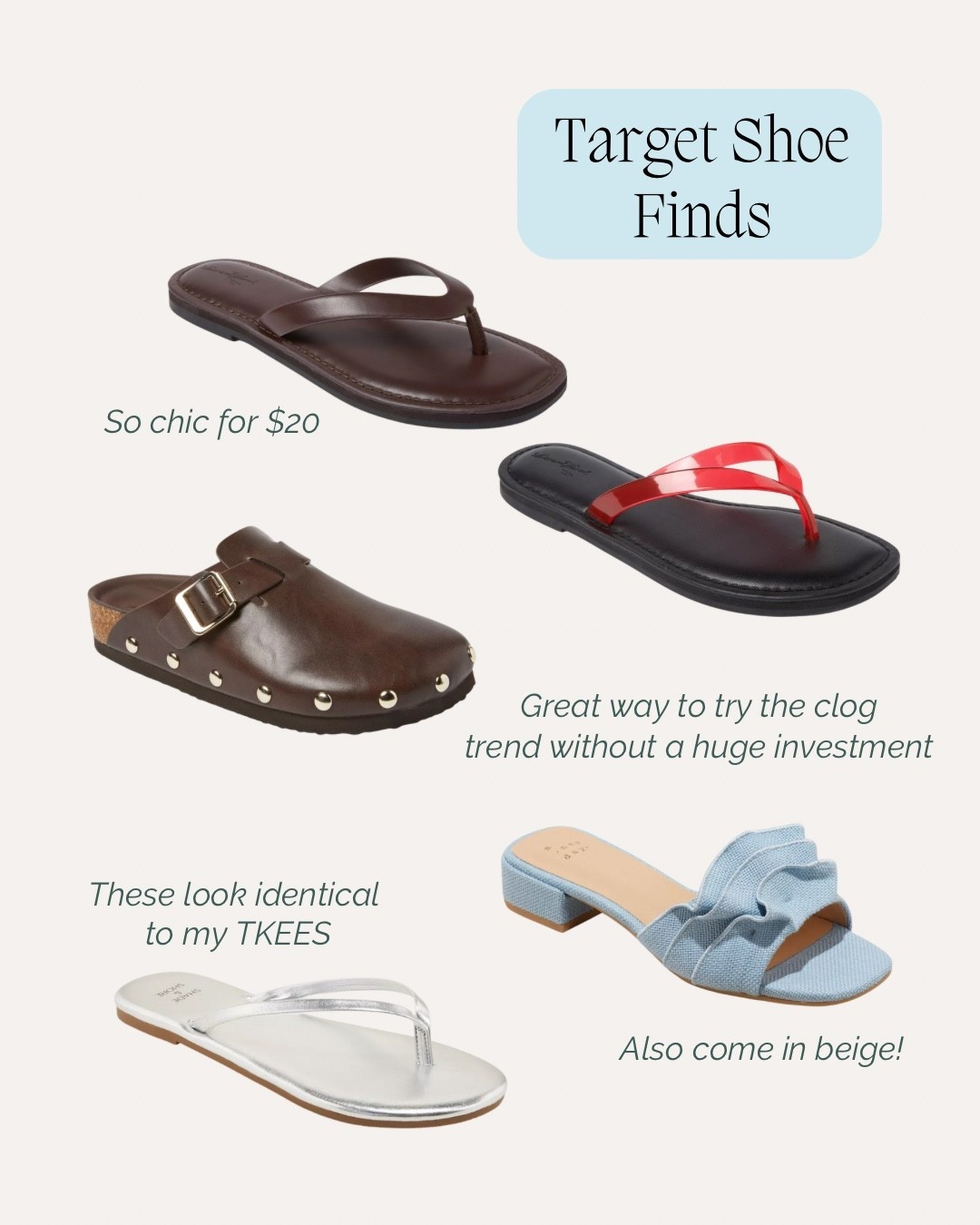 Target shoe finds! Loving these clogs for fall and these flip flops and sandals for year round here in Florida  

#LTKShoeCrush #LTKFindsUnder50