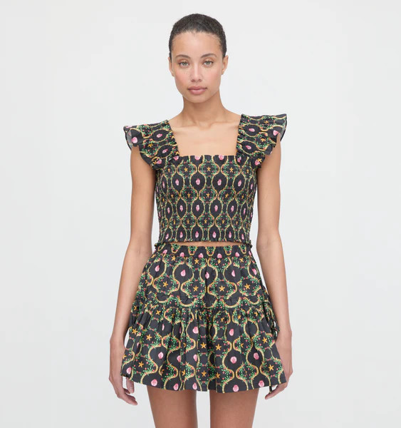 The Cropped Paz Top - Black Cisco Trellis | Hill House Home US