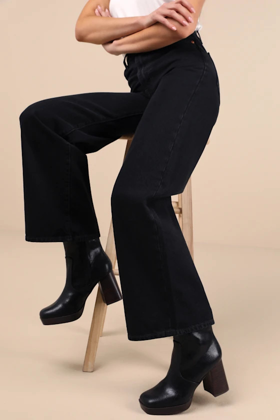 Corbinn Black Platform Ankle Booties | Lulus