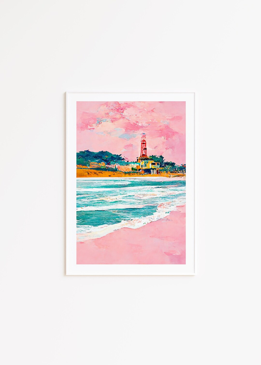 Boho Beach Wall Art, Printed & Shipped unframed, Surf Print, Pink Poster, Surf Art, California Pr... | Etsy (US)