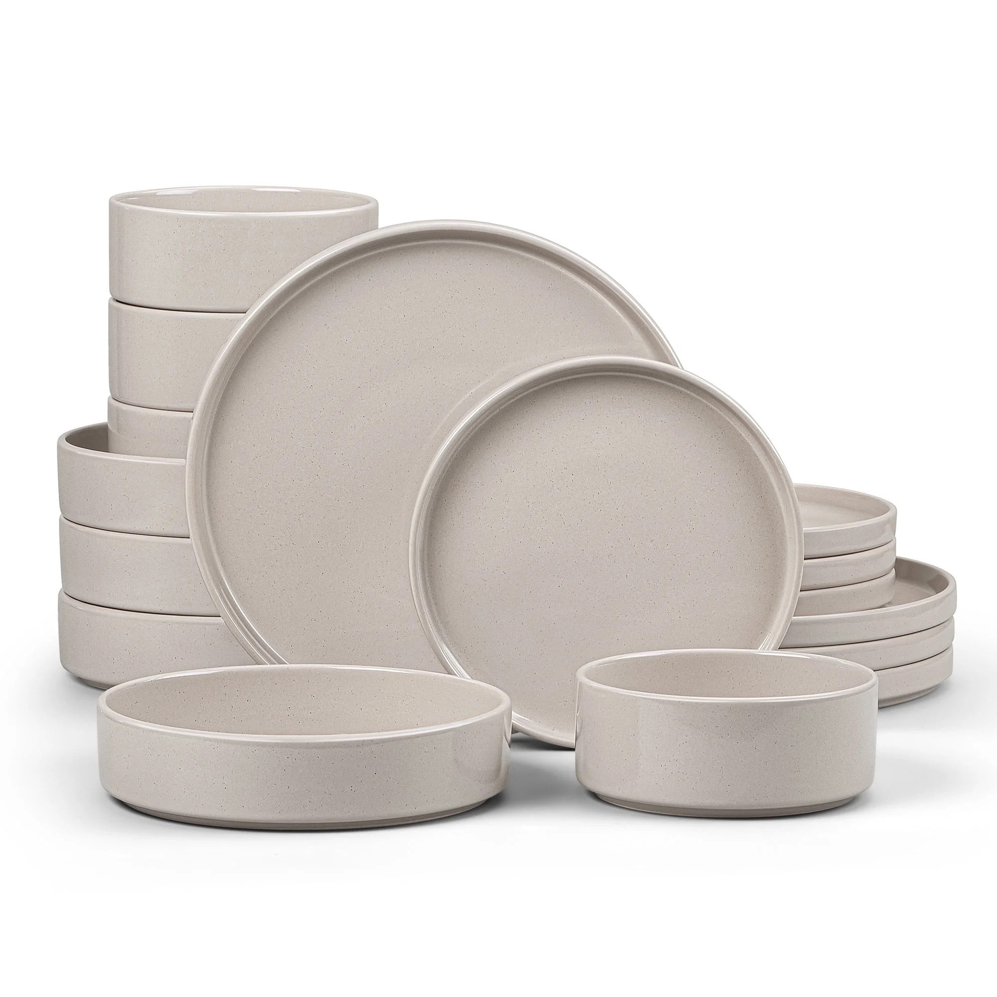 Vesteel 16 Pieces Dinnerware Sets, Premium Stoneware Dishes Set for 4, Speckled Plates and Bowls ... | Walmart (US)