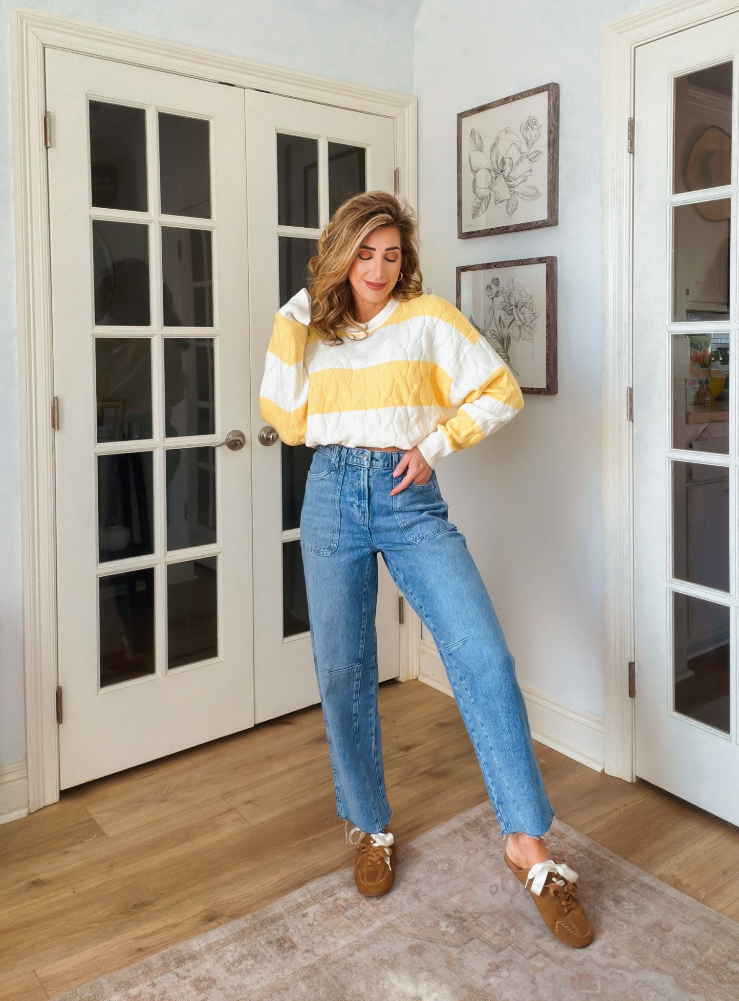 New spring arrivals at Walmart. 💛🩵💛

Spring outfits with jeans, spring outfit, barrel leg denim jeans, mules, yellow stripe sweater, casual outfit idea for transitioning into spring

#LTKgrwm #LTKOver40 #LTKootd

#LTKgrwm #LTKOver40 #LTKootd
