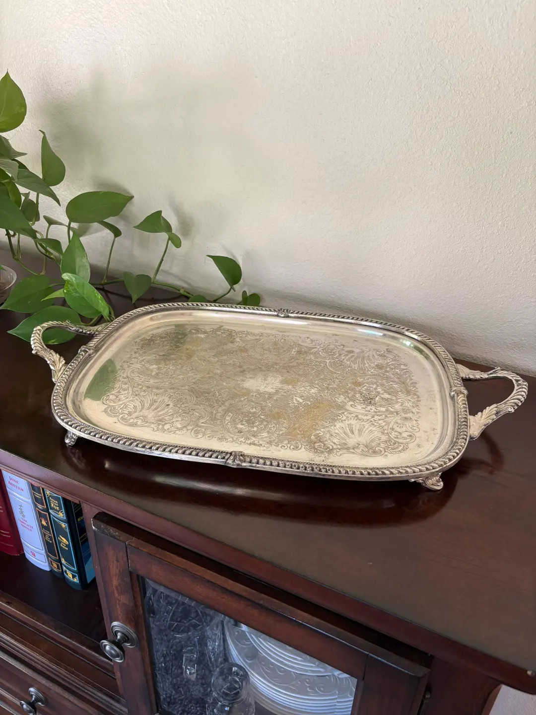 Vintage Silver Plated Serving Tray: Birmingham Silver Co. Ornate Scroll Design - Etsy | Etsy (US)