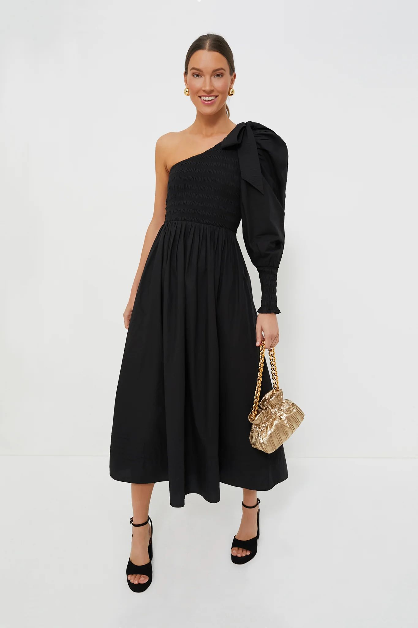 Black Leonie Midi Dress | Tuckernuck (US)