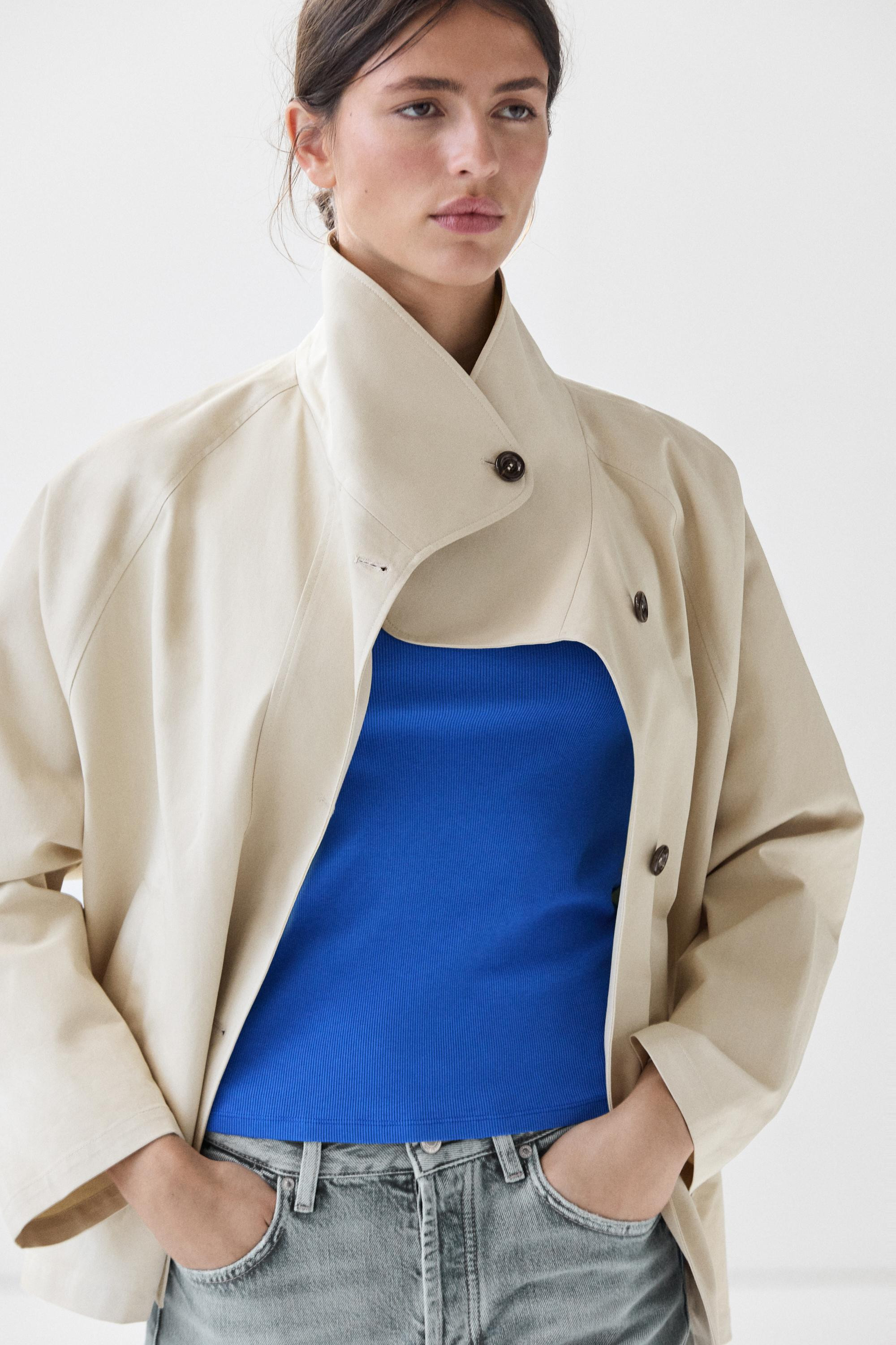 100% cotton cape jacket | Massimo Dutti UK