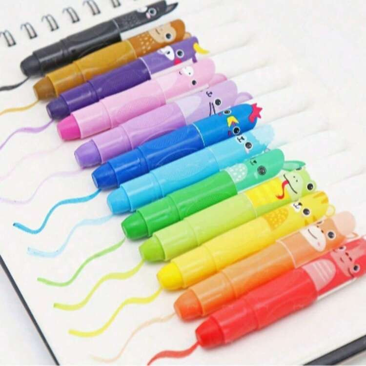 12pcs Jumbo Toddler Crayons, 12 Colors Twistable Washable Smooth Big Crayons For Coloring, Drawing - Easter Gift | SHEIN