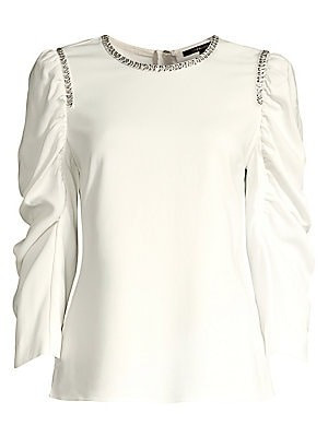 Logan Sequin-Trim Blouse | Saks Fifth Avenue