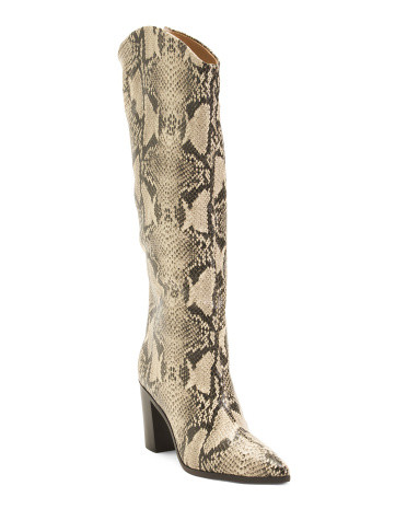 Made In Brazil Leather Maryana Block Heeled Boots | TJ Maxx