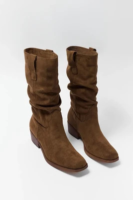 Faux Suede Slouchy Western Boots | Avara