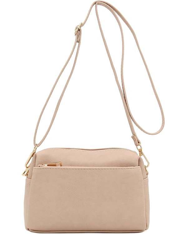 FashionPuzzle Triple Zip Small Crossbody Bag | Amazon (US)