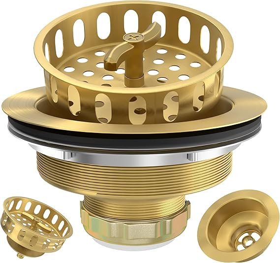 Gold Sink Drain Strainer 3-1/2 Inch Kitchen Sink Drain Assembly Kit with Stainless Steel Strainer... | Amazon (US)