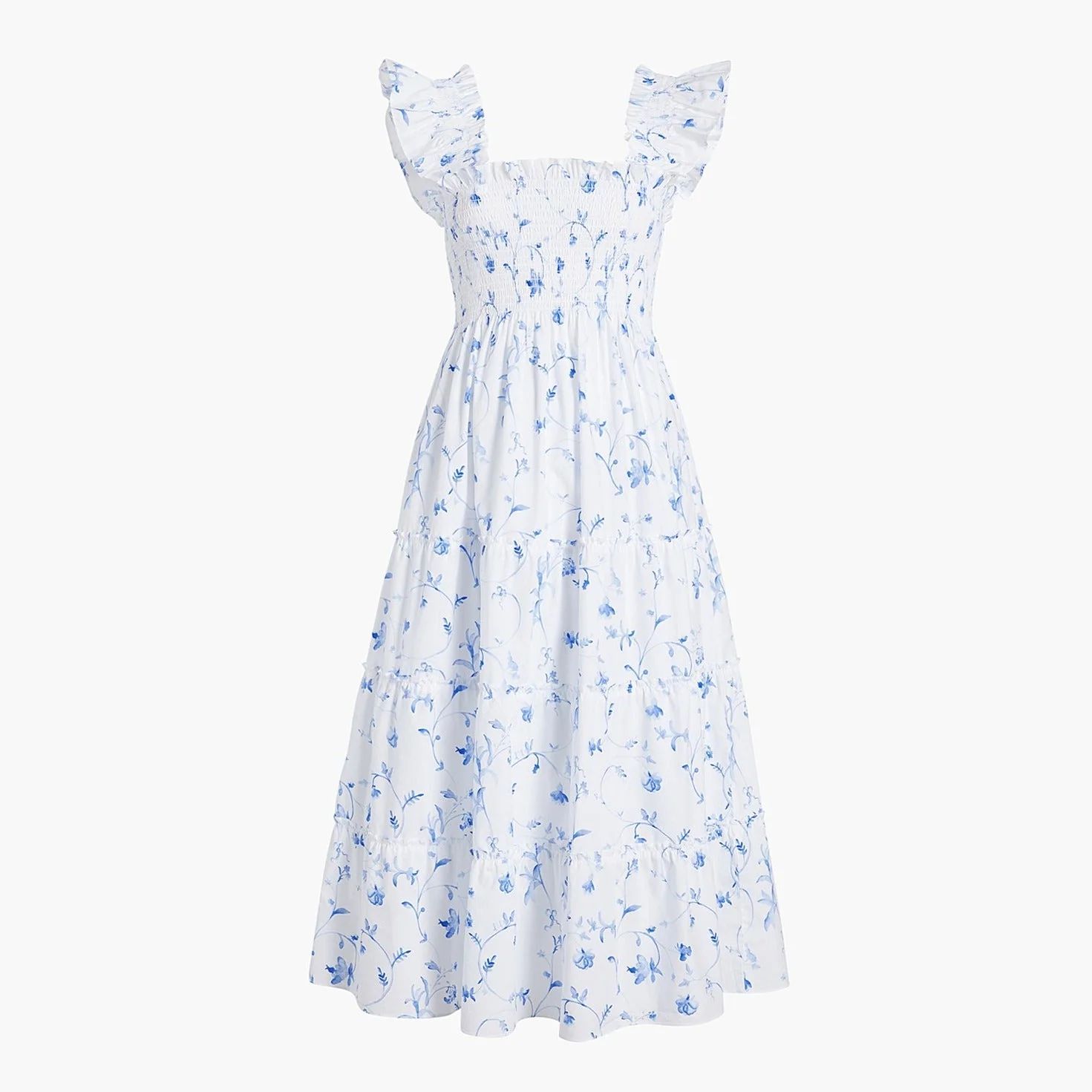 The Ellie Nap Dress - Pansy in Blue Multi Cotton | Hill House Home