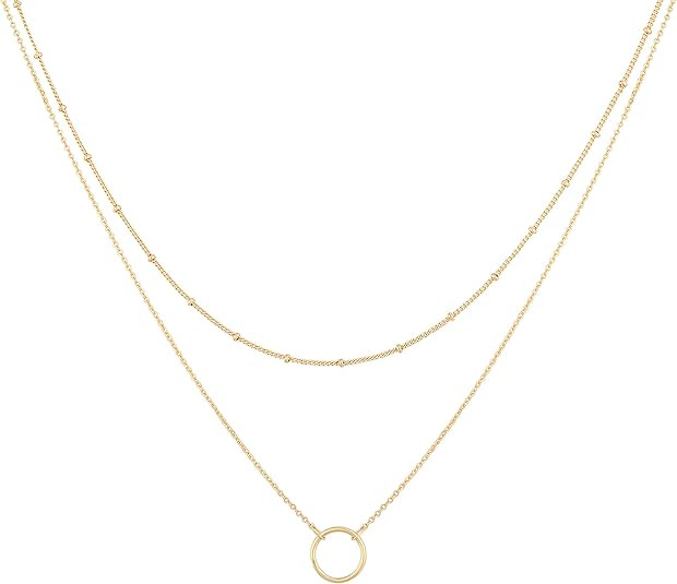 MEVECCO Layered Heart Necklace Pendant Handmade 18k Gold Plated Dainty Gold Choker Arrow Bar Laye... | Amazon (US)