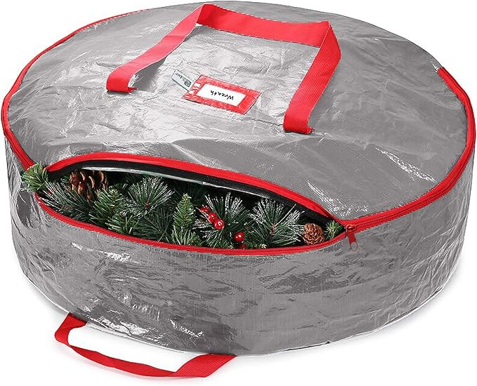 ZOBER Christmas Wreath Storage Container 30" - Water-Resistant Fabric Storage Dual-Zippered Bag f... | Amazon (US)