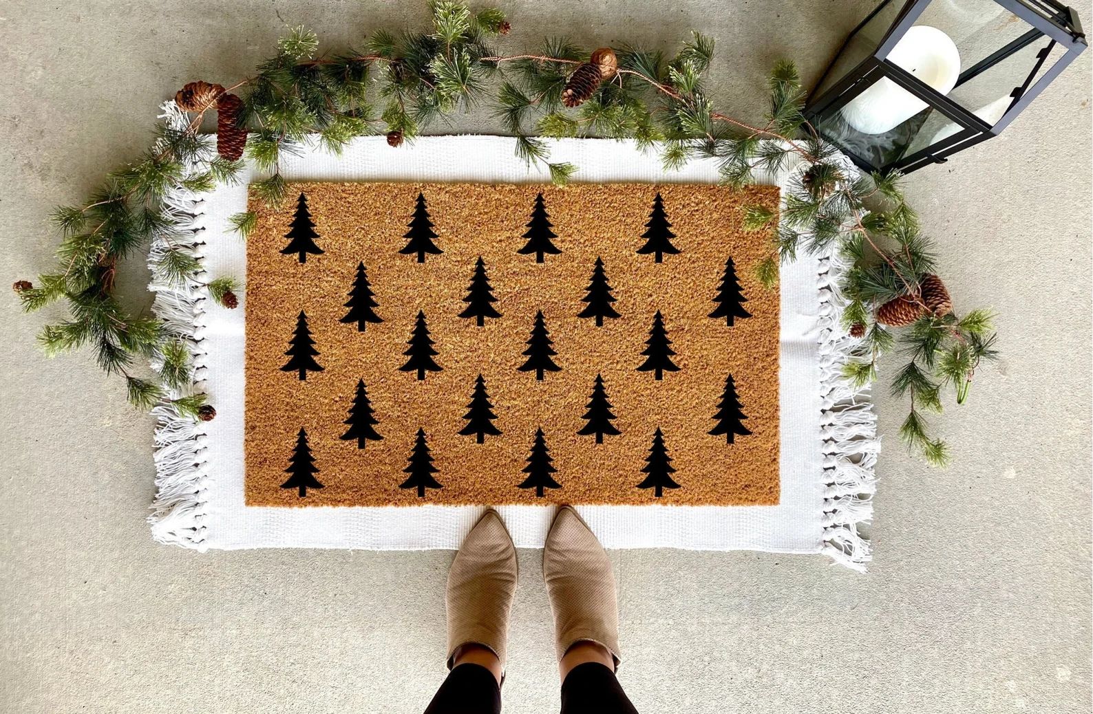 Modern Christmas Tree Doormat Christmas Decor Personalized - Etsy | Etsy (US)