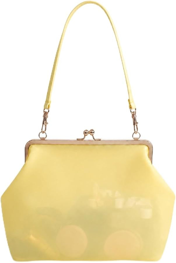 Jelly Kiss Lock Crossbody Bags Women KissLock Crescent Clear Summer Beach Hobo Shoulder Purses Ki... | Amazon (US)