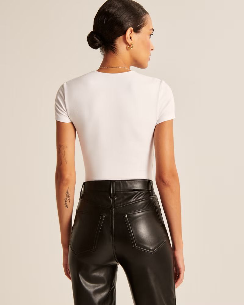 Short-Sleeve Cotton-Blend Seamless Fabric Crew Bodysuit | Abercrombie & Fitch (US)